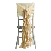 1 Set Chiffon Hoods Chair Sashes with Willow Ruffles Design Champagne - Stylish Chair Bow Decor