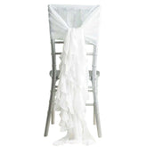 1 Set Chiffon Hoods Chair Sashes with Willow Ruffles Design White - Stylish Decor for Weddings & Gatherings
