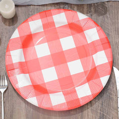 10-Pack Disposable Paper Charger Plates – Red/White Buffalo Plaid 13" Round Table Chargers, 350 GSM Cardstock