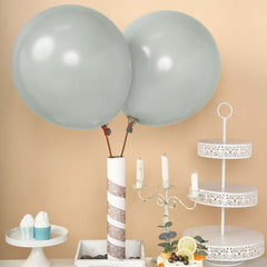 10 Pack 18" Matte Pastel Silver Helium or Air Latex Party Balloons