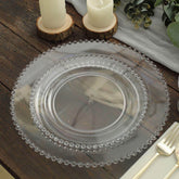10-Pack Clear Plastic Dessert Plates – 8" Round with Beaded Rim, Disposable for Parties & Events