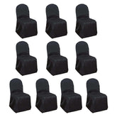 10 Pack Polyester Chair Cover for Banquet Chairs Black - Stain-Resistant Reusable Slip-On Slipcover