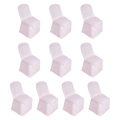 10 Pack Polyester Chair Cover for Banquet Chairs Blush - Stain-Resistant Reusable Slip-On Slipcover