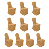 10 Pack Polyester Chair Cover for Banquet Chairs Gold - Stain-Resistant Reusable Slip-On Slipcover