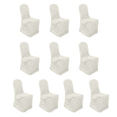 10 Pack Polyester Chair Cover for Banquet Chairs Ivory - Stain-Resistant Reusable Slip-On Slipcover