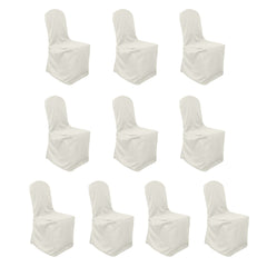 10 Pack Polyester Chair Cover for Banquet Chairs Ivory - Stain-Resistant Reusable Slip-On Slipcover