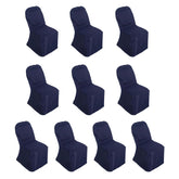 10 Pack Polyester Chair Cover for Banquet Chairs Navy Blue - Stain-Resistant Reusable Slip-On Slipcover