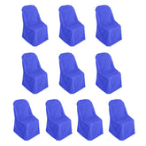 10 Pack Polyester Chair Cover for Banquet Chairs Royal Blue - Stain-Resistant Reusable Slip-On Slipcover