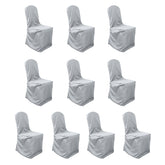 10 Pack Polyester Chair Cover for Banquet Chairs Silver - Stain-Resistant Reusable Slip-On Slipcover