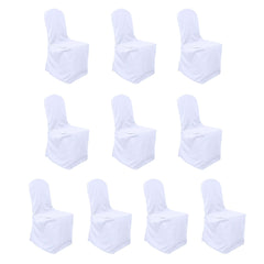 10 Pack Polyester Chair Cover for Banquet Chairs White - Stain-Resistant Reusable Slip-On Slipcover