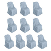 10 Pack Polyester Chair Covers for Folding Chairs Dusty Blue - Wrinkle-Free Stain-Resistant Slip-On Slipcovers