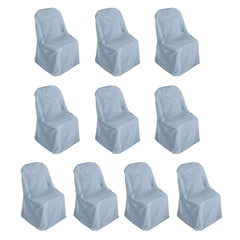 10 Pack Polyester Chair Covers for Folding Chairs Dusty Blue - Wrinkle-Free Stain-Resistant Slip-On Slipcovers