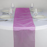 10 Pack Sheer Organza 14"x108" Table Runners Fuchsia - Soft and Lightweight Table Accent