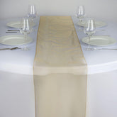 10 Pack Sheer Organza 14"x108" Table Runners Gold - Soft and Lightweight Table Accent for Weddings