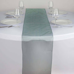 10 Pack Sheer Organza 14"x108" Table Runners Hunter Emerald Green - Soft and Lightweight Table Accent