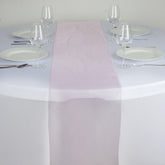 10 Pack Sheer Organza 14"x108" Table Runners Pink - Soft and Lightweight Table Accent