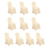 10 Pack Spandex Chair Covers for Banquet Chairs Beige - Durable Reusable Stretch Slip-On Covers