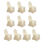 10 Pack Spandex Chair Covers for Banquet Chairs Champagne - Durable Reusable Stretch Slip-On Covers
