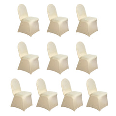 10 Pack Spandex Chair Covers for Banquet Chairs Champagne - Durable Reusable Stretch Slip-On Covers