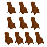 10 Pack Spandex Chair Covers for Banquet Chairs Cinnamon Brown - Durable Reusable Stretch Slip-On Covers