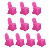 10 Pack Spandex Chair Covers for Banquet Chairs Fuchsia - Durable Reusable Stretch Slip-On Covers