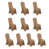 10 Pack Spandex Chair Covers for Banquet Chairs Taupe - Durable Reusable Stretch Slip-On Covers