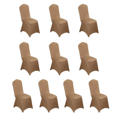 10 Pack Spandex Chair Covers for Banquet Chairs Taupe - Durable Reusable Stretch Slip-On Covers