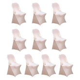 10 Pack Stretch Spandex Chair Covers Blush for Folding Chairs - Durable 160GSM Fitted Slipcovers