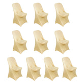 10 Pack Stretch Spandex Chair Covers Champagne for Folding Chairs - Durable 160GSM Fitted Slipcovers