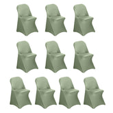 10 Pack Stretch Spandex Chair Covers Dusty Sage Green for Folding Chairs - Durable 160GSM Fitted Slipcovers