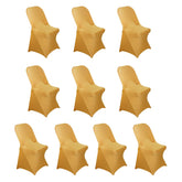 10 Pack Stretch Spandex Chair Covers Gold for Folding Chairs - Durable Perfectly 160GSM Fitted Slipcovers for Professional & Casual Events