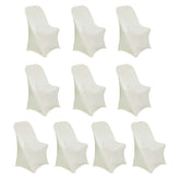 10 Pack Stretch Spandex Chair Covers Ivory for Folding Chairs - Durable 160GSM Fitted Slipcovers