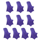 10 Pack Stretch Spandex Chair Covers Purple for Folding Chairs - Durable 160GSM Fitted Slipcovers