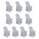 10 Pack Stretch Spandex Chair Covers Silver for Folding Chairs - Durable 160GSM Fitted Slipcovers