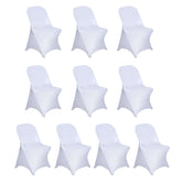 10 Pack Stretch Spandex Chair Covers White for Folding Chairs - Durable Perfectly 160GSM Fitted Slipcovers for Professional & Casual Events