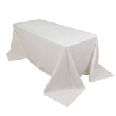 100% Cotton 90"x132" Rectangle Tablecloth White Linen - Seamless, Soft & Breathable Table Cover