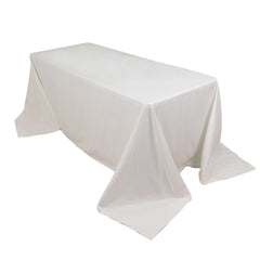 100% Cotton 90"x132" Rectangle Tablecloth White Linen - Seamless, Soft & Breathable Table Cover