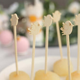 100-Pack Bamboo Cocktail Sticks Bird Design Eco Friendly Natural - Biodegradable Fruit Appetizer Party Picks 5"