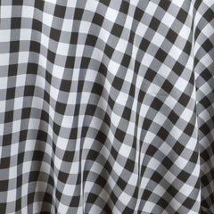 Polyester 108" Round Tablecloth White/Black - Checkered Buffalo Plaid Table Cover