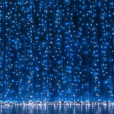 10ft Blue 300 LED Icicle Curtain Fairy String Lights with 8 Modes