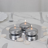 12 Pack 3" Silver Floating Candles, Unscented Dripless Wax Discs for Centerpieces