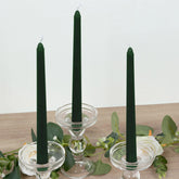10-Pack Taper Candles Premium Wax Design Hunter Emerald Green - Unscented Candles for Upscale Settings 10"