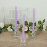 10-Pack Taper Candles Premium Wax Design Lavender Lilac - Unscented Candles for Upscale Settings 10"