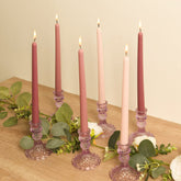 12-Pack Taper Candles Premium Wax Design Mixed Dusty Rose - Unscented Candles for Sophisticated Decor 10"