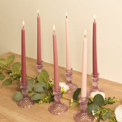 12-Pack Taper Candles Premium Wax Design Mixed Dusty Rose - Unscented Candles for Sophisticated Decor 10"