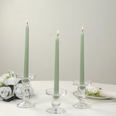 10-Pack Taper Candles Premium Wax Design Sage Green - Unscented Candles for Upscale Settings 10"