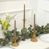 12-Pack Taper Candles Premium Wax Design Taupe - Unscented Candles for Upscale Settings 10"