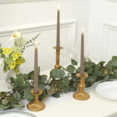 12-Pack Taper Candles Premium Wax Design Taupe - Unscented Candles for Upscale Settings 10"