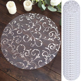 50-Pack Table Placemats Embossed Foil Flower Design Metallic Silver Round - Sheer Organza Disposable Mats 13"