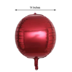 2 Pack 14" 4D Burgundy Sphere Mylar Foil Helium or Air Balloons